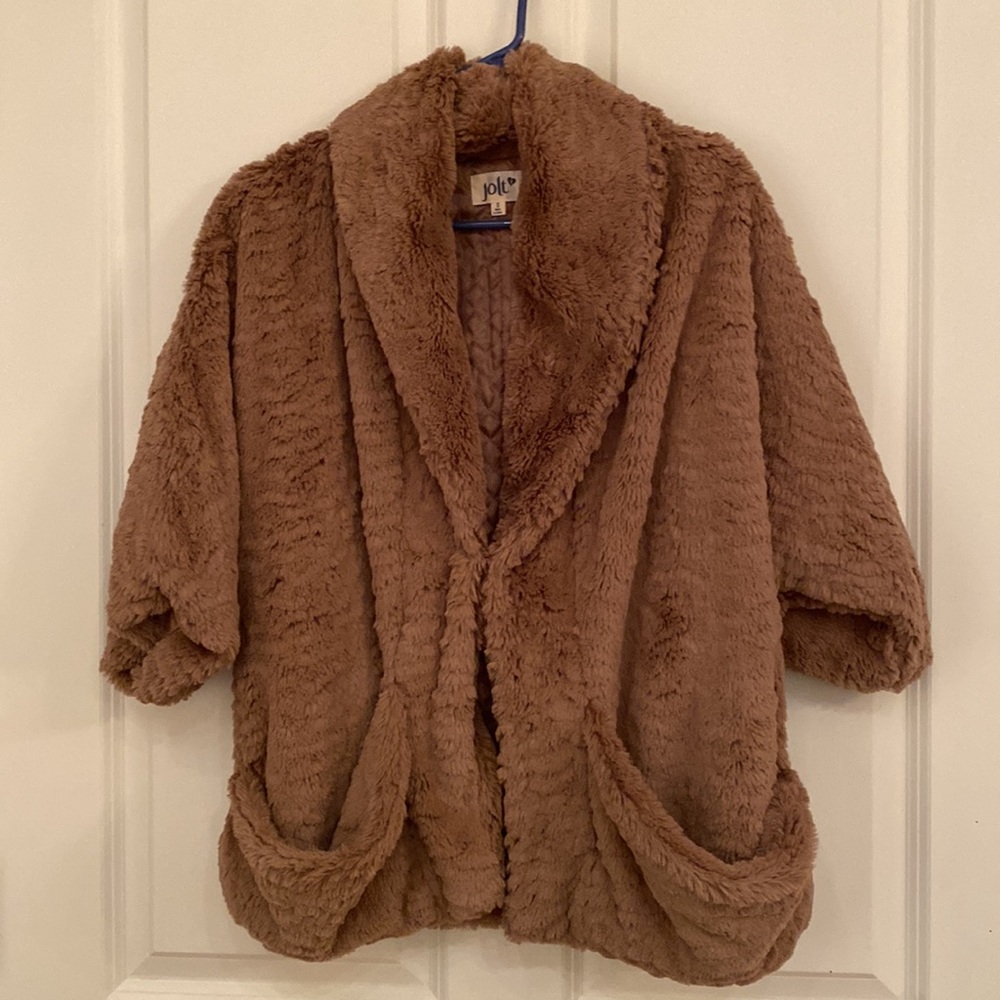 Jolt Womens Jacket Brown Faux Fur Casual